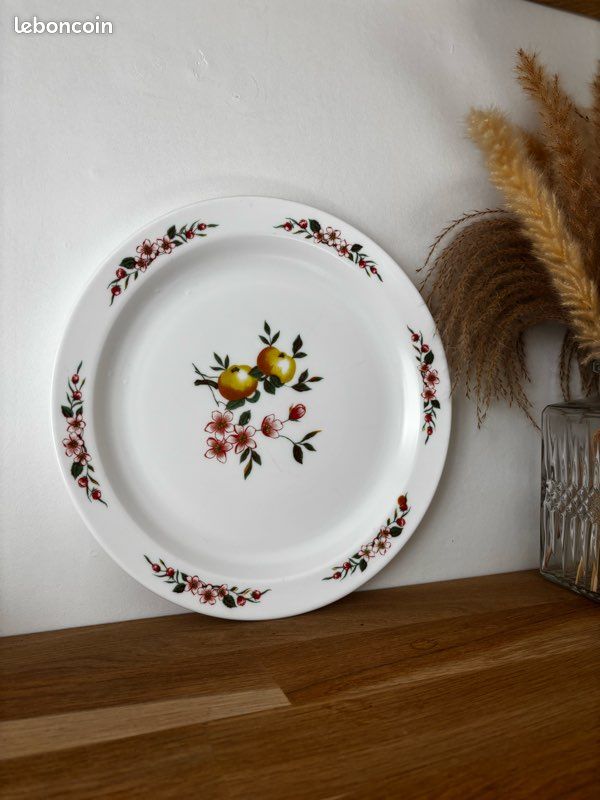 Plat à Beurre Arcopal Vintage – Motif Fruits, Pommes-poires-raisins, Années 30-40