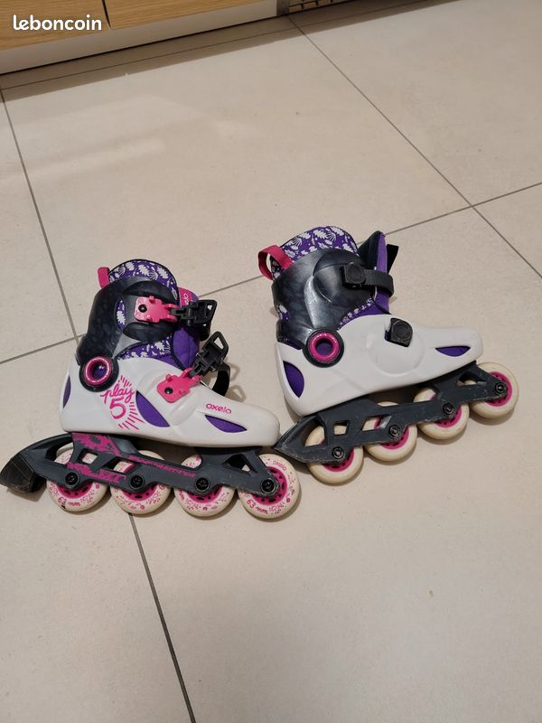 Pack Patins à Roulettes Oxelo Enfant – Rose/Fushia/Jaune – Taille EU 30-32 Avec Sac Inclus