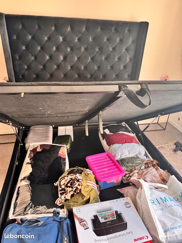 Urgent Lit coffre 160x200 noir + 2 tables de chevet offertes – 350 (image 15)