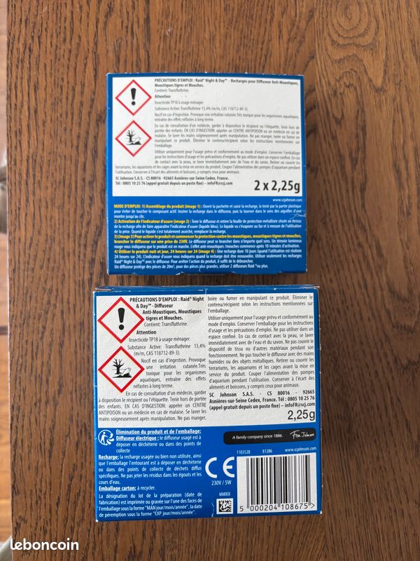 RAID Diffuseurs électrique liquides répulsif moustiques et moustiques tigres 3x 45 nuits 2kits