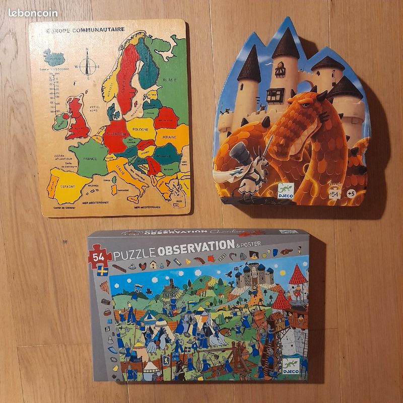 Lot de 3 puzzles Djeco et bois (image 1)