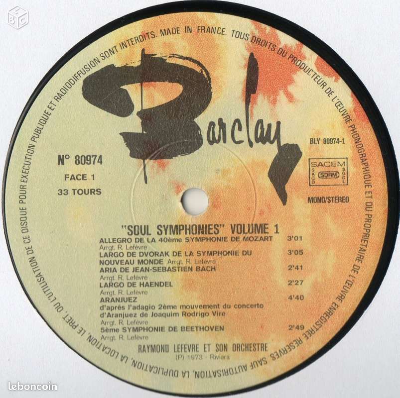 RAYMOND LEFEVRE - Soul Symphonies - 33 Tours (image 3)