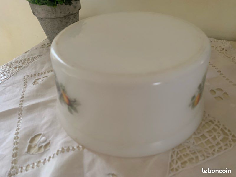 20⚜️ Ancien Plat Ovale Arcopal France Décor Fruit en Verre