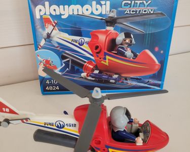 PLAYMOBIL RÉF 4824 - Hélicoptère sauvetage feu pompiers avec pilote EUR