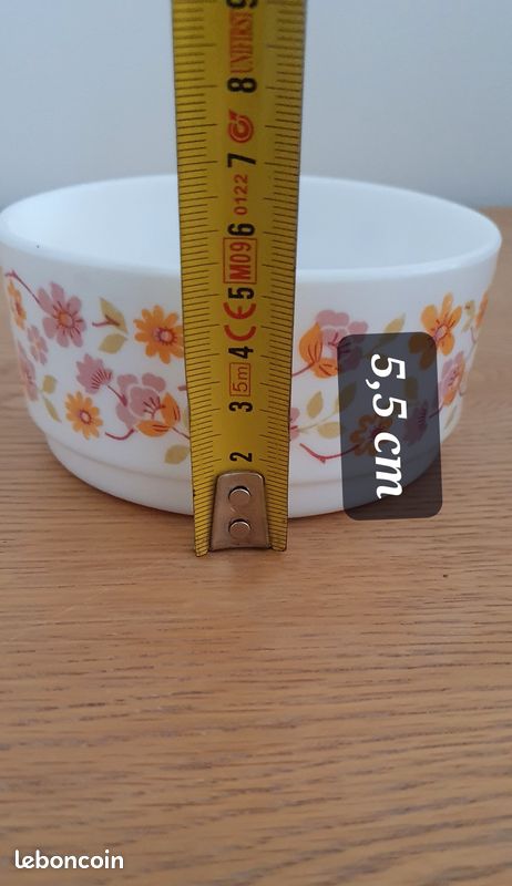 Bol/Ramequin/Sucrier Arcopal Blanc Motif Fleur - Très Bon État
