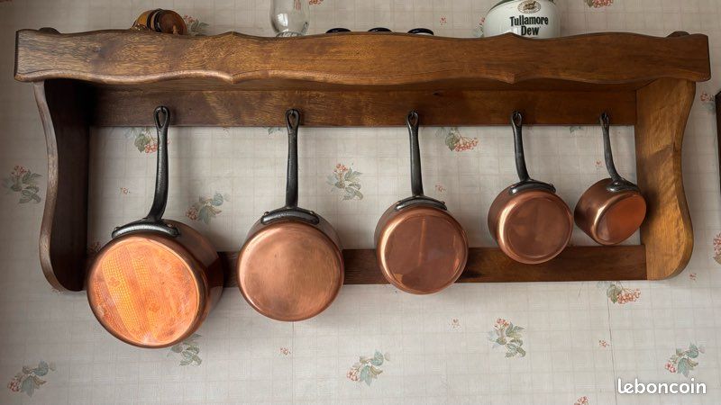 Grande Casserole Ancienne En Cuivre étamé Chomette Favor - Villedieu France