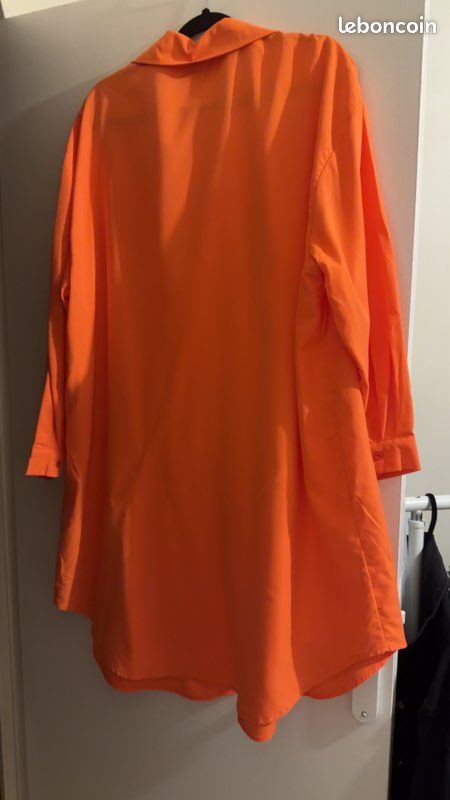 Chemise mi longue ou robe chemise orange (image 2)