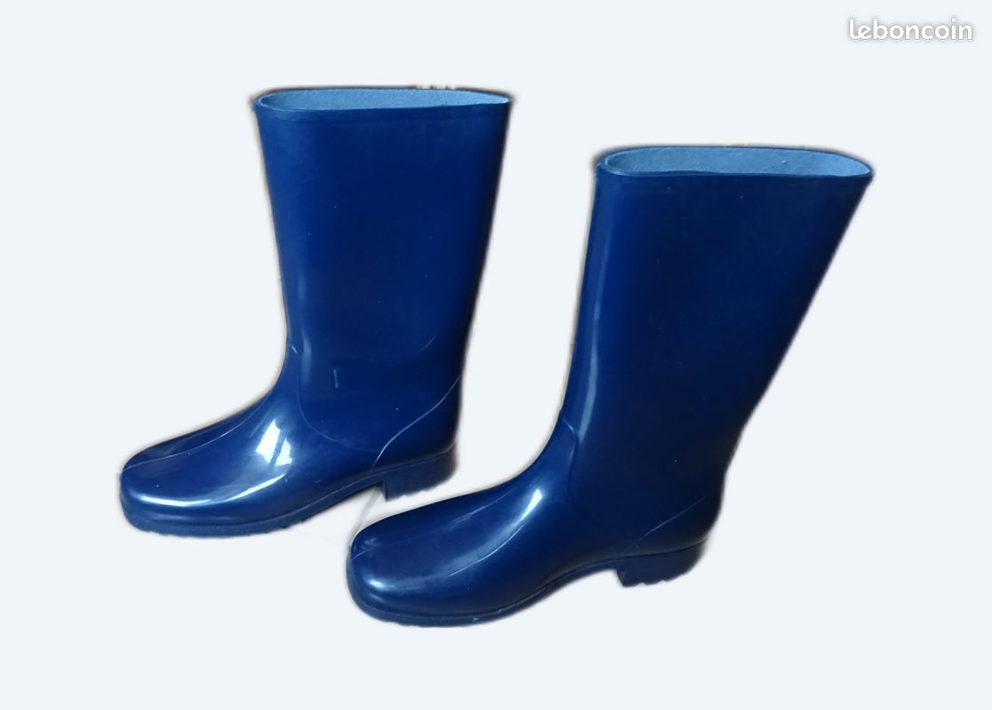 Bottes Western Frederic - Cuir Daim Bleu Marine - Taille 37 - Vintage Années 80 - Neuf Sans Boîte