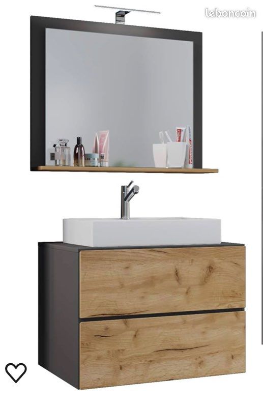 Sous vasque suspendu avec miroir neuf (image 1)