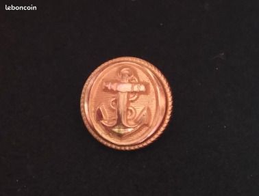 Bouton d'uniforme de la marine nationale - Doré - 12 mm (image 1)
