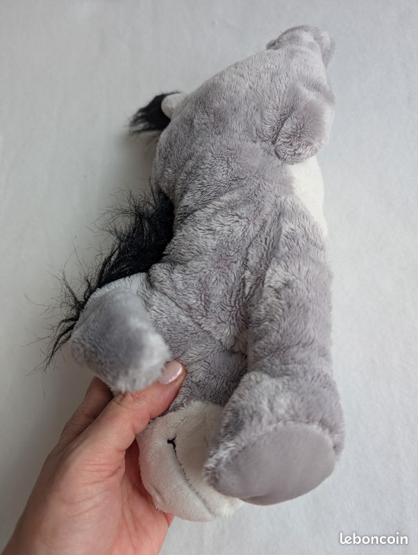 Vintage 2 Peluches 18/30 cm âne gris et Bourriquet cœur