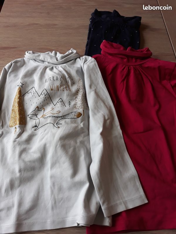 Lot de 4 t-shirts à col roulé Fille 3 ans (image 2)