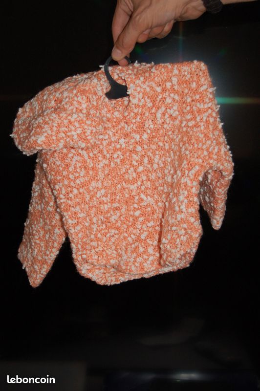 Pull Fait Main Pour Fille 6 Mois - Laine Blanche, Lilas Et Violet - Neuf Sans étiquettes