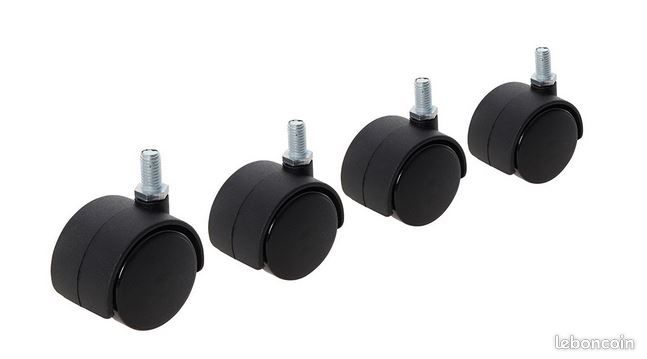 Pour meuble > jeu 4 roulettes en plastique Ø40mm pivotantes (image 1)