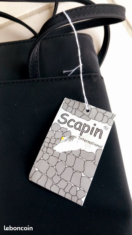 Sac à main international Scapin noir nylon TBE (image 4)