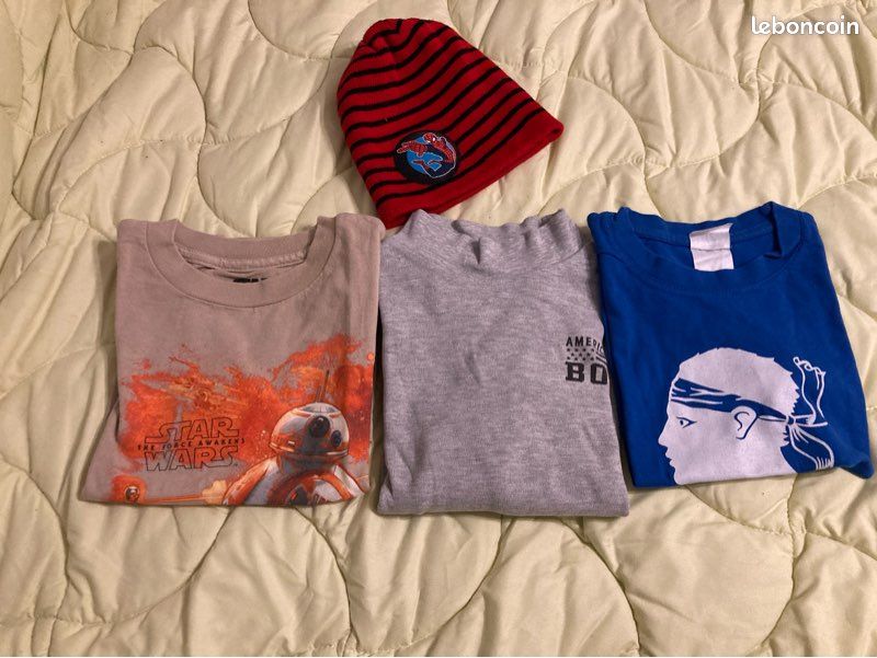 Lot de 3 teeshirts garçon 5/6 ans et 1 bonnet (image 1)