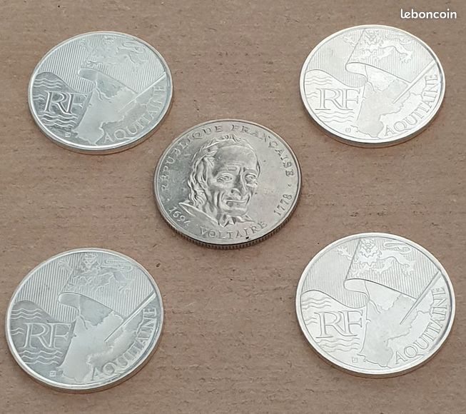Lot de 4 pièces de 10 euros "Aquitaine" en argent (image 2)