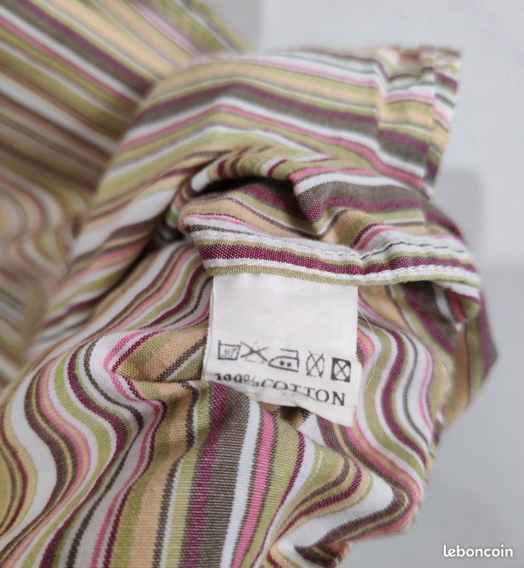 Chemise manches courtes Scott Wilson à rayures vert kaki marron beige taille L (image 6)