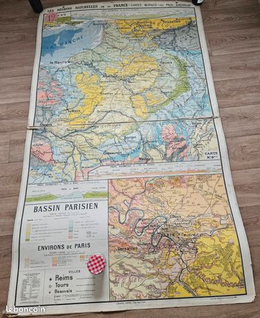 1951 Original Carte Bassin Parisien | Voies navigables | Plan de Paris 1951 Original Carte Bassin Parisien | Voies navigables | Plan de Paris