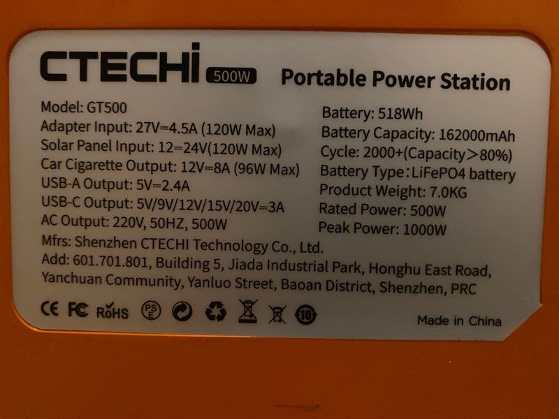 CTECHi 518Wh/500W Générateur Solaire Portable, Centrale Eléctrique