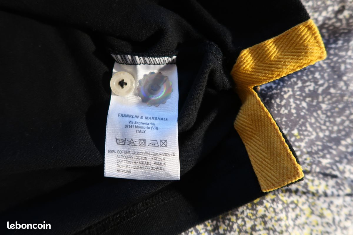 FRANKLIN MARSHALL Polo Manches Longues Brodé Taille Small Regular Fit Noir Jaune (image 7)