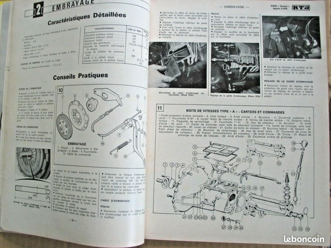 Revue Technique FORD TAUNUS 4 cyl. 1300 - 1600 - 2000 depuis 02-1976 .. (image 4)