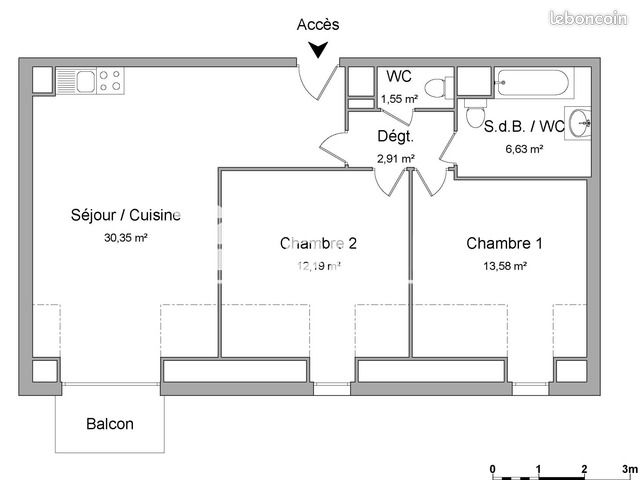 Appartement a louer melun - 3 pièce(s) - 67 m2 - Surfyn