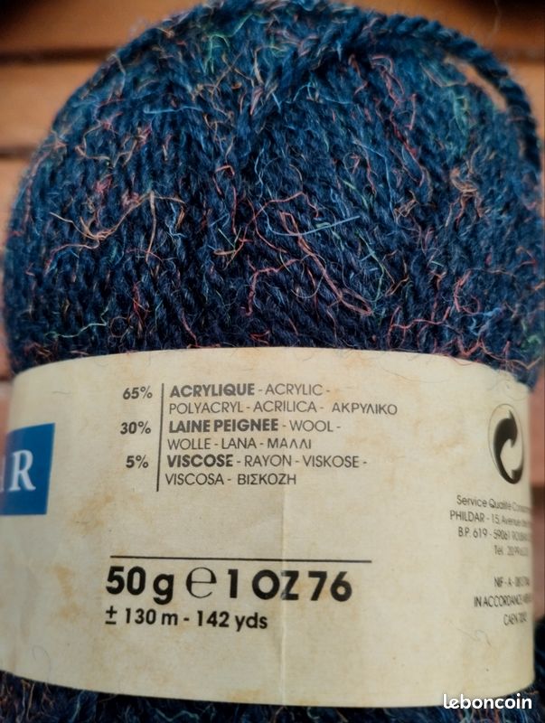 Lot De 7 Pelotes De Laine Phildar Baladin - Couleurs Bleue Et Bis (beige) - Neuf