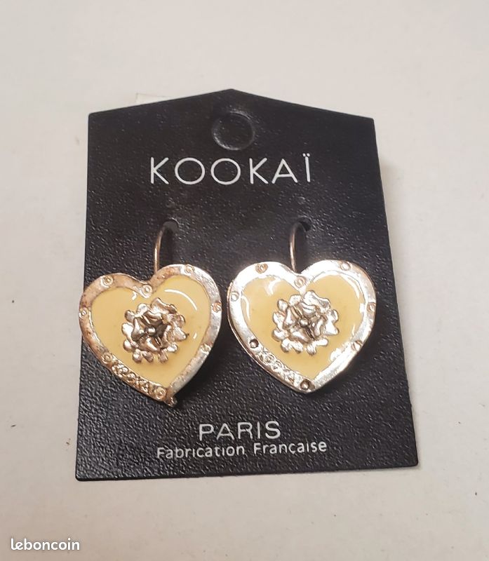Boucles d'oreilles kookaï cœur jaunes (image 1)