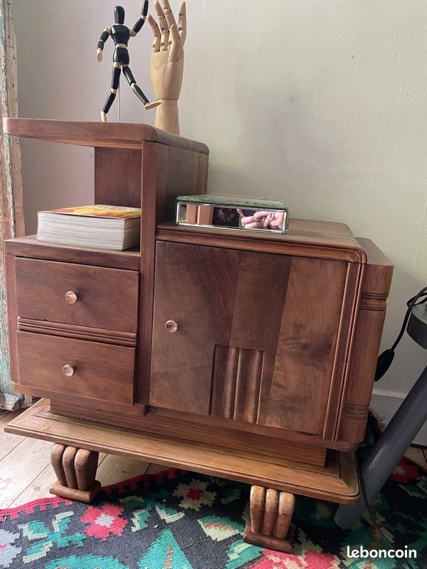 Petit meuble art déco avec tiroirs rangement étagère table de nuit (image 8)