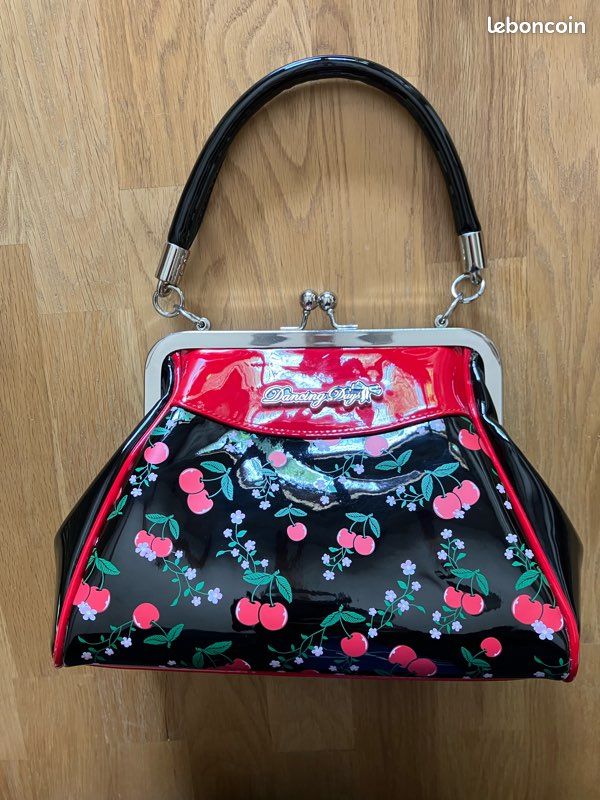 Sac à Main Vintage Pinup En Simili Nubuck Bleu - Style Bandoulière - Neuf Avec étiquettes