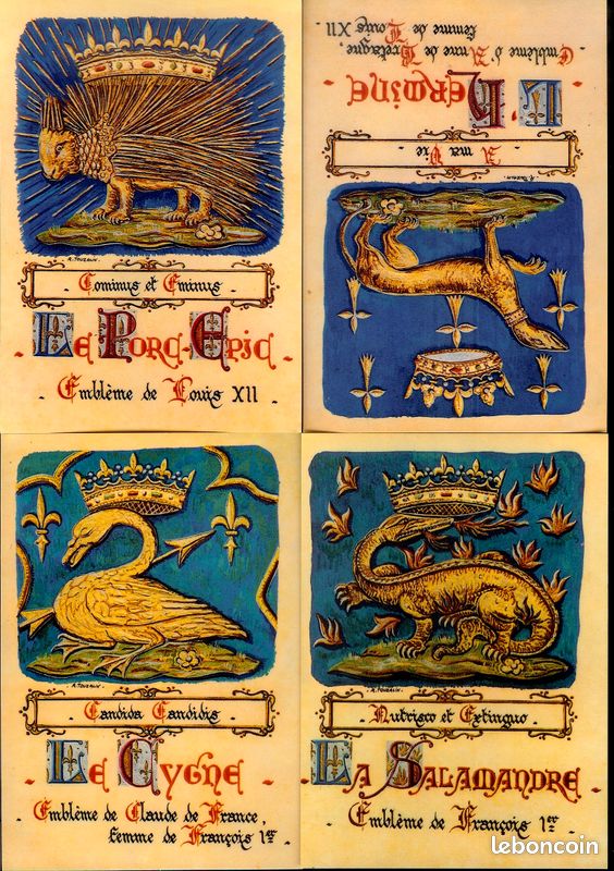 4 Cartes Postales D'emblèmes / armoiries De Familles Françaises (image 1)