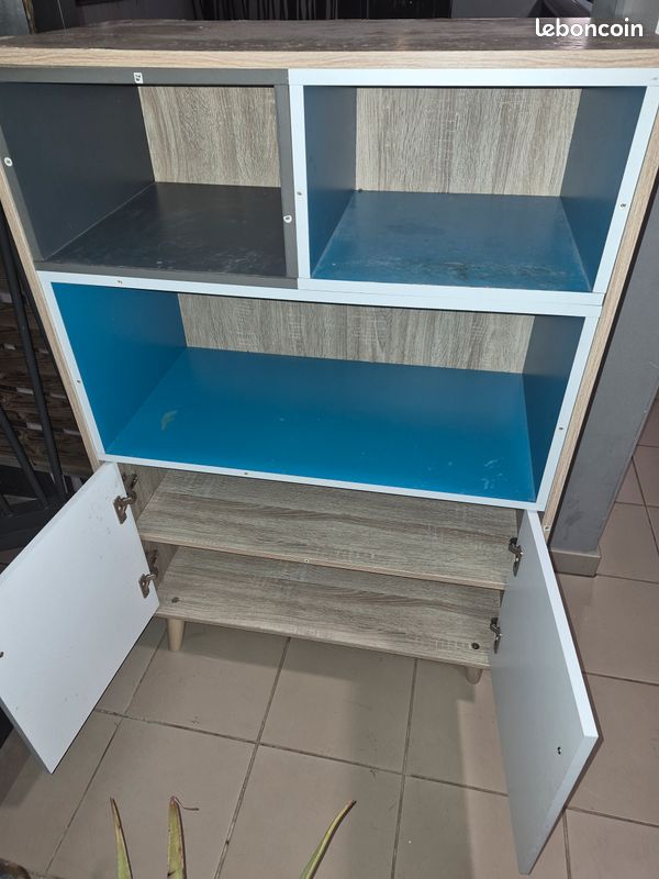Meuble de rangement / Bibliothèque scandinave – 2 portes & niche (120x80x40 cm) (image 2)