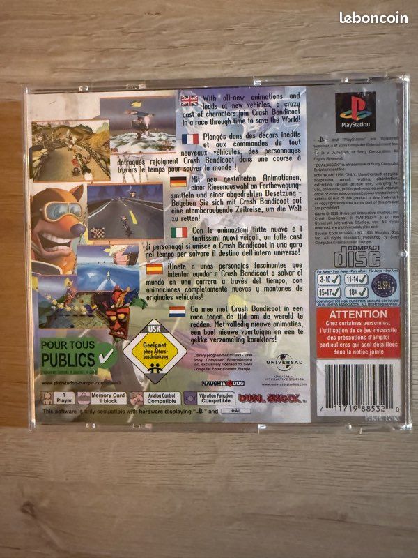 Crash Bandicoot 3 Warped Sur Playstation 1 (PS1) - CD Seul - Testé Et Fonctionne