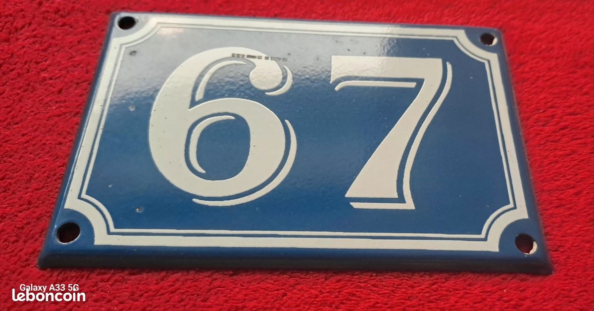 plaque panneau émaillée numéro de rue traditionnel français, fabriqué en france - EMAILLERIE