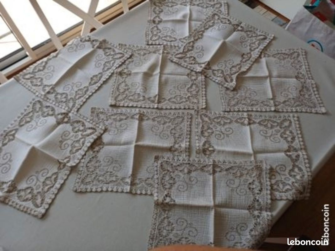 Lot 9 serviettes anciennes coton (image 1)