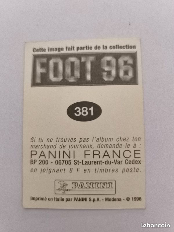 Sticker Panini Foot 77 – Écusson Lorient/Luce N°381 – Neuf Non Collé