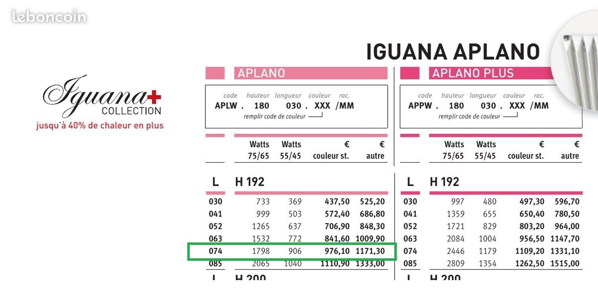 Radiateurs vertical 1798W JAGA Iguana aplano gris sablé 192cmx74cm non monté encore emballé (image 5)