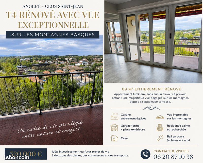 Appartement 4 pièces 89 m² · à Anglet · 89 m² · 520 000 €