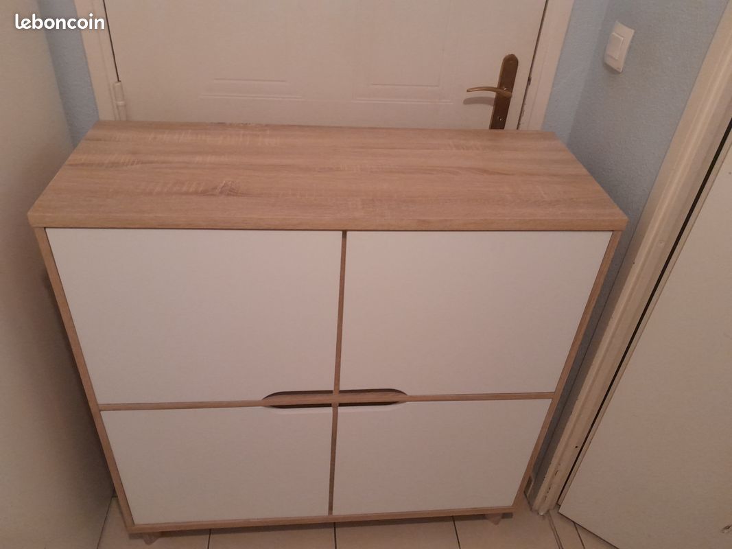 Meuble de rangement salon blanc-beige (image 4)