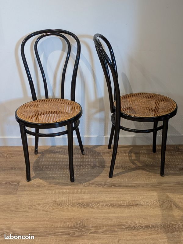 Paire chaises bistrot cannage (image 1)