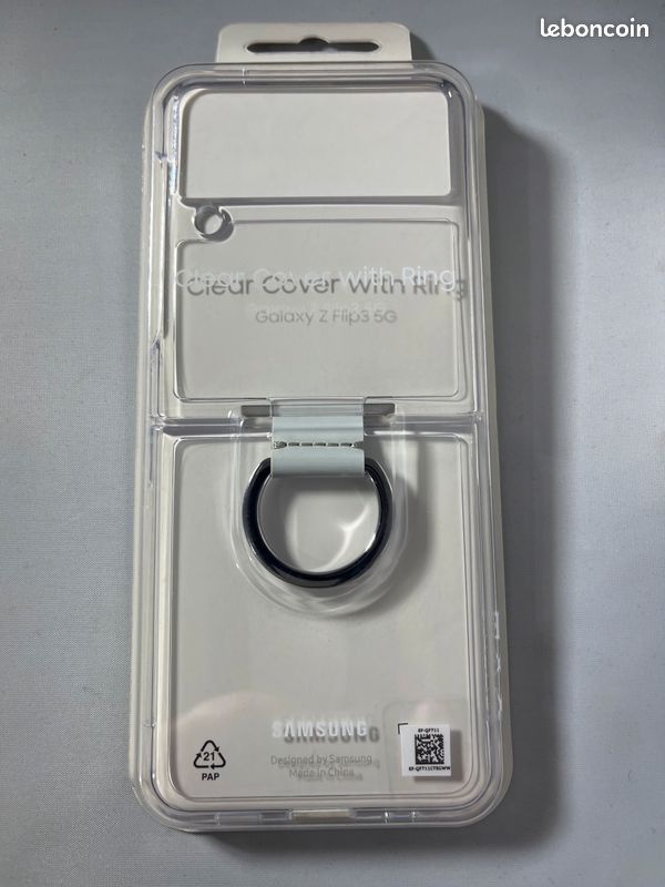 Coque avec anneau Transparent pour Samsung Galaxy Z Flip 3 (image 1)