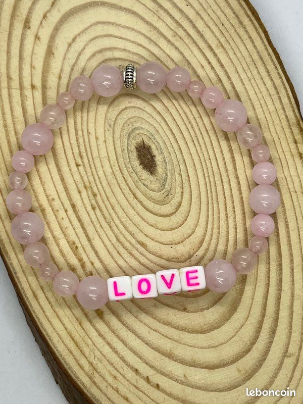 Bracelet LOVE en véritable QUAZTZ ROSE (image 10)