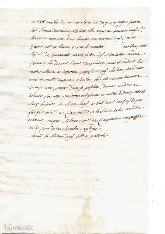 Copie de l'Acte de vente du CHÂTEAU D' ENTRECHAUX 1499 [ ENTRECHAUX VAUCLUSE] (image 6)