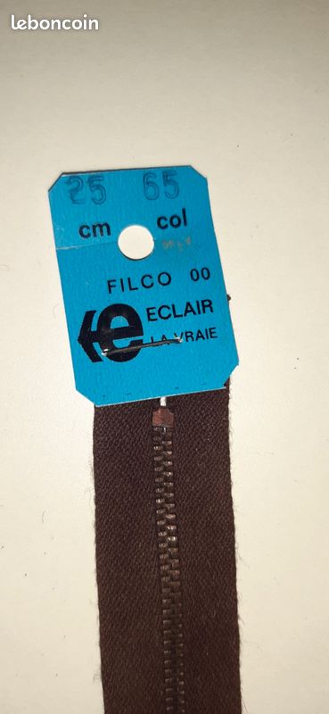 Fermeture éclair marron 25 cms (image 2)