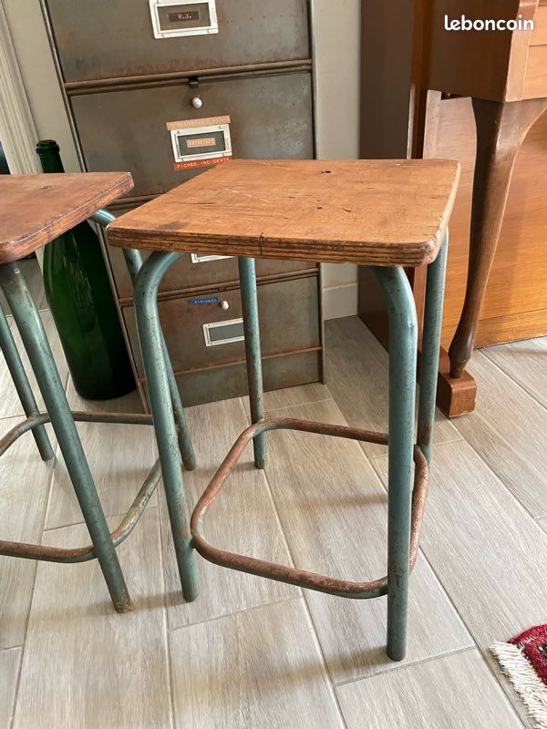 Paire de tabourets industriels Vintage Design Müller & Cavaillon (image 3)
