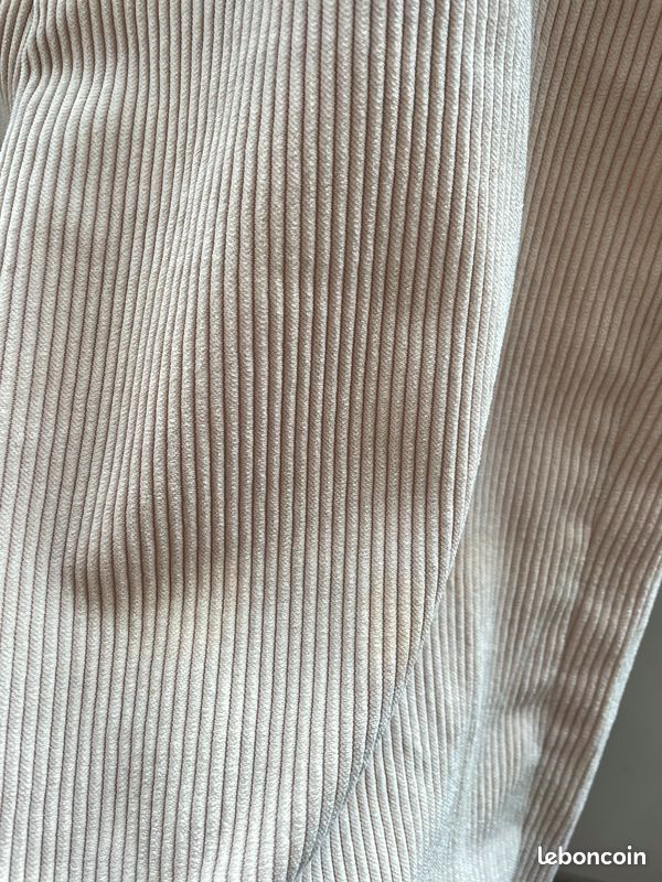 Pantalon large en velours côtelé beige (image 6)