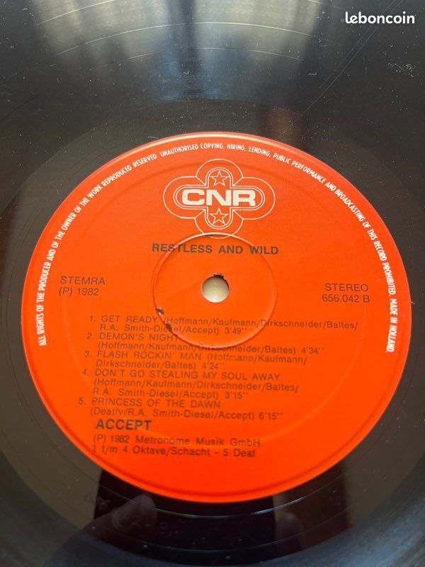 Vinyl accept 1982 pressage Holland restless and wild (image 5)