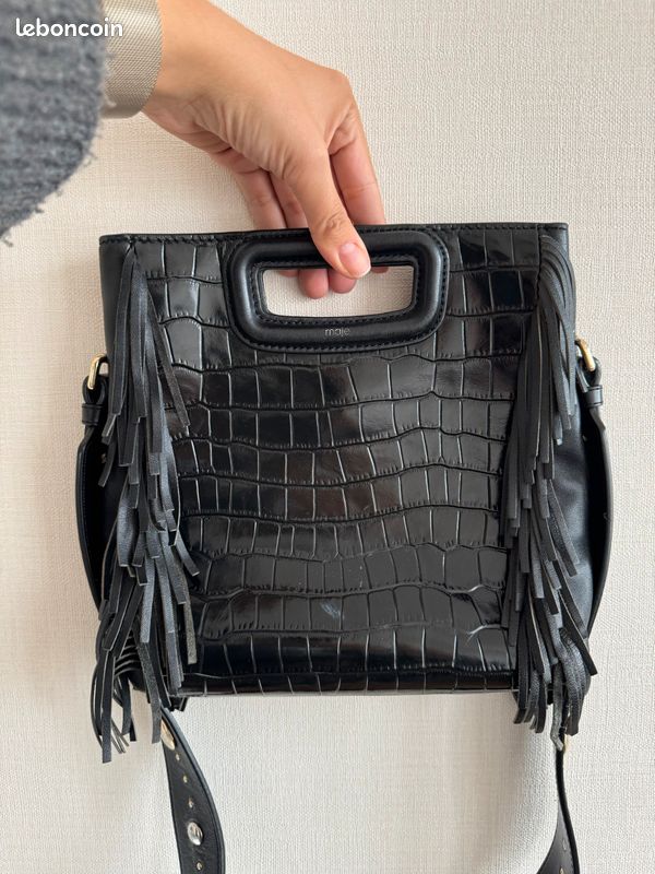 Crocodile Sac Noir Maje Sac M En Cuir Effet Croco Noir Gris Pour