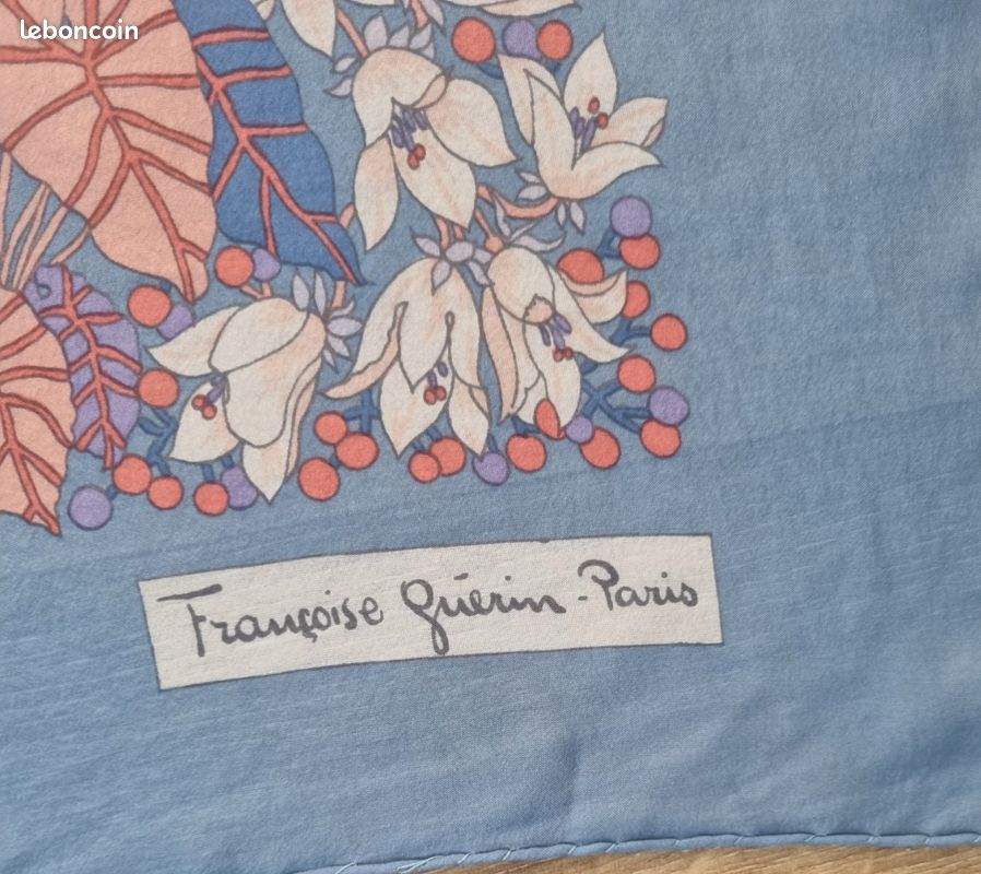Foulard écharpe En Soie Vintage Françoise Guérin - Multicouleur Géométrique, Occasion Bel état